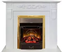 Каминокомплект RealFlame Dominica STD/EUG WT с очагом Majestic Lux Brass S
