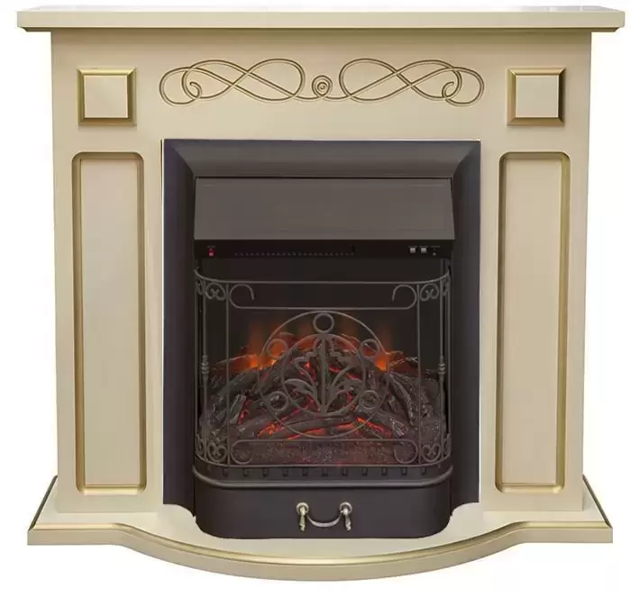 Каминокомплект Interflame Аспен бежевый патина с очагом Majestic FX M Black
