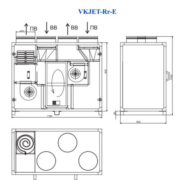 Приточно-вытяжная вентиляционная установка VKJet Rr-E6-1