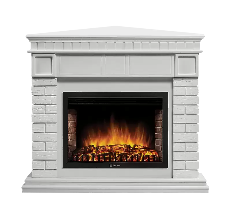 Каминокомплект Electrolux Bricks 25 U с очагом EFP/P-2520LS камень белый/белая эмаль
