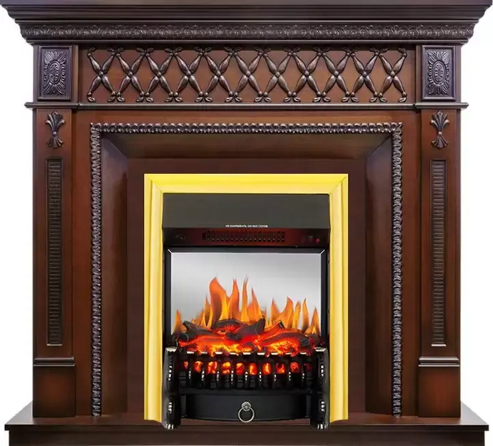 Каминокомплект Royal Flame Alexandria махагон коричневый антик c очагом Fobos FX M Brass