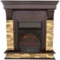 Каминокомплект Interflame Брайт темный дуб с очагом Majestic FX M Black Каминокомплект Interflame Брайт темный дуб с очагом Majestic FX M Black