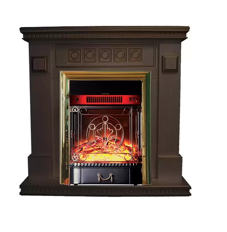 Каминокомплект Interflame Остин с очагом Majestic FX M Brass темный дуб