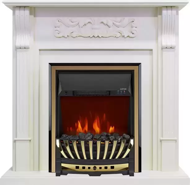 Каминокомплект Royal Flame Venice фактурный белый c очагом Aspen Brass