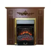 Каминокомплект Glenrich Лотос с очагом Majestic brass шоколад Каминокомплект Glenrich Лотос с очагом Majestic brass шоколад