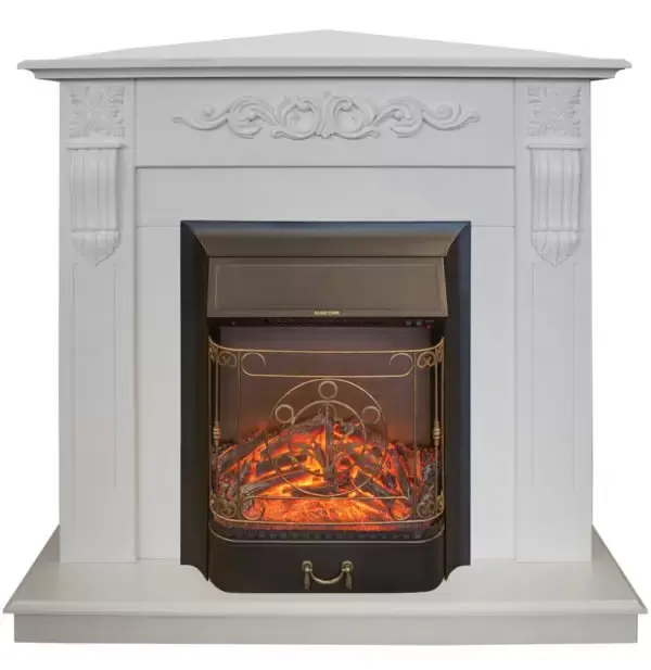 Каминокомплект RealFlame Dominica Corner STD/EUG WT с очагом Majestic Lux Black S