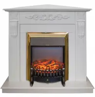 Каминокомплект RealFlame Dominica Corner STD/EUG WT с очагом Majestic Lux Brass S