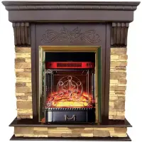 Каминокомплект Interflame Брайт темный дуб с очагом Majestic FX M Brass Каминокомплект Interflame Брайт темный дуб с очагом Majestic FX M Brass