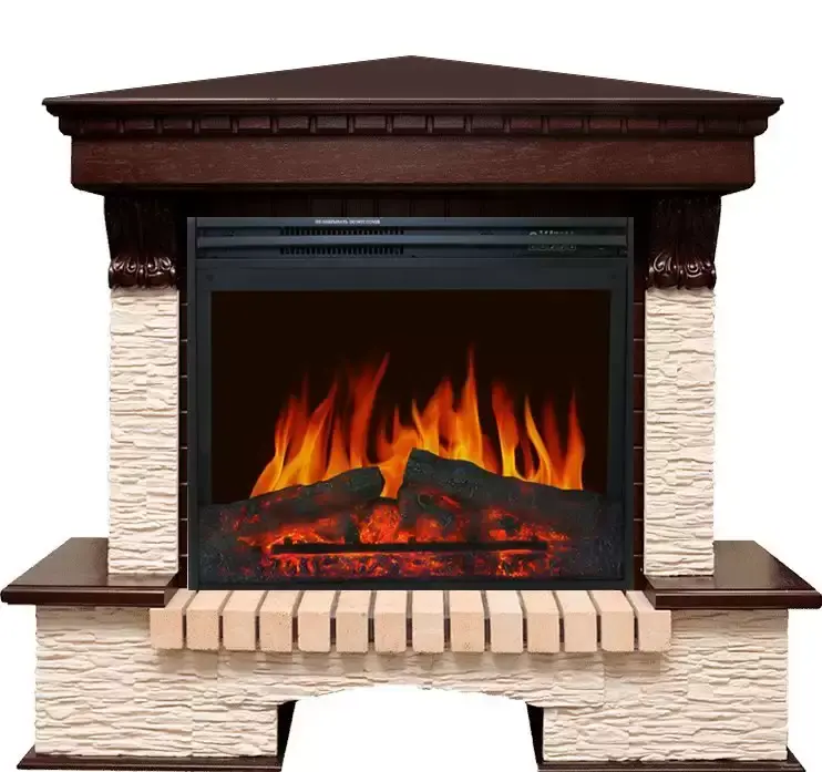 Каминокомплект Royal Flame Pierre Luxe угловой мелкий сланец бежевый c очагом Jupiter FX New