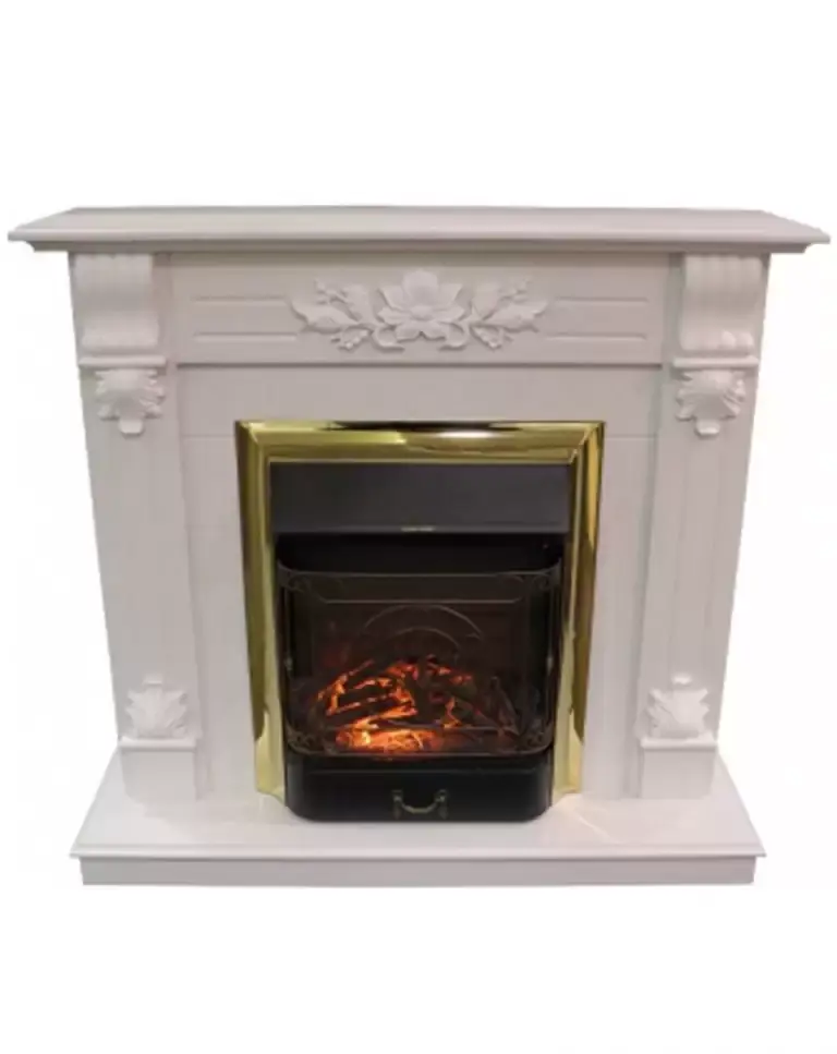 Каминокомплект RealFlame Ottawa STD/EUG WT с очагом Majestic Lux Brass S