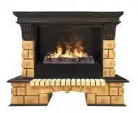Каминокомплект RealFlame Stone Brick 26 AO с очагом 3D Cassette 630/Black вставка
