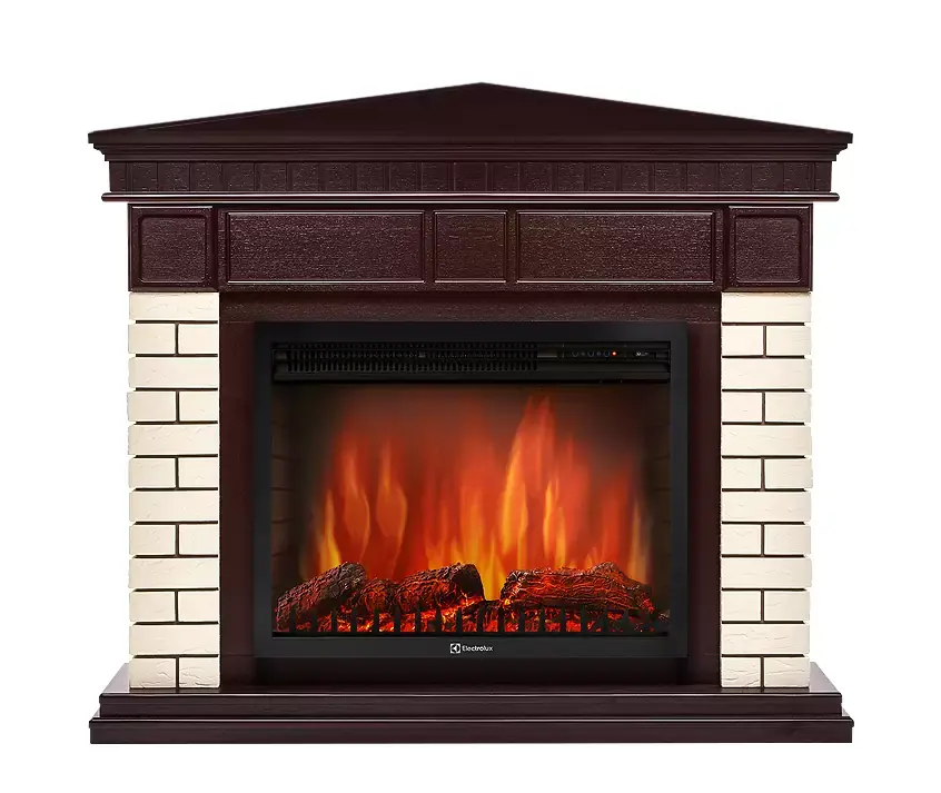 Каминокомплект Electrolux Bricks Wood 25U угловой с очагом EFP/P-2520L камень бежевый/темный дуб