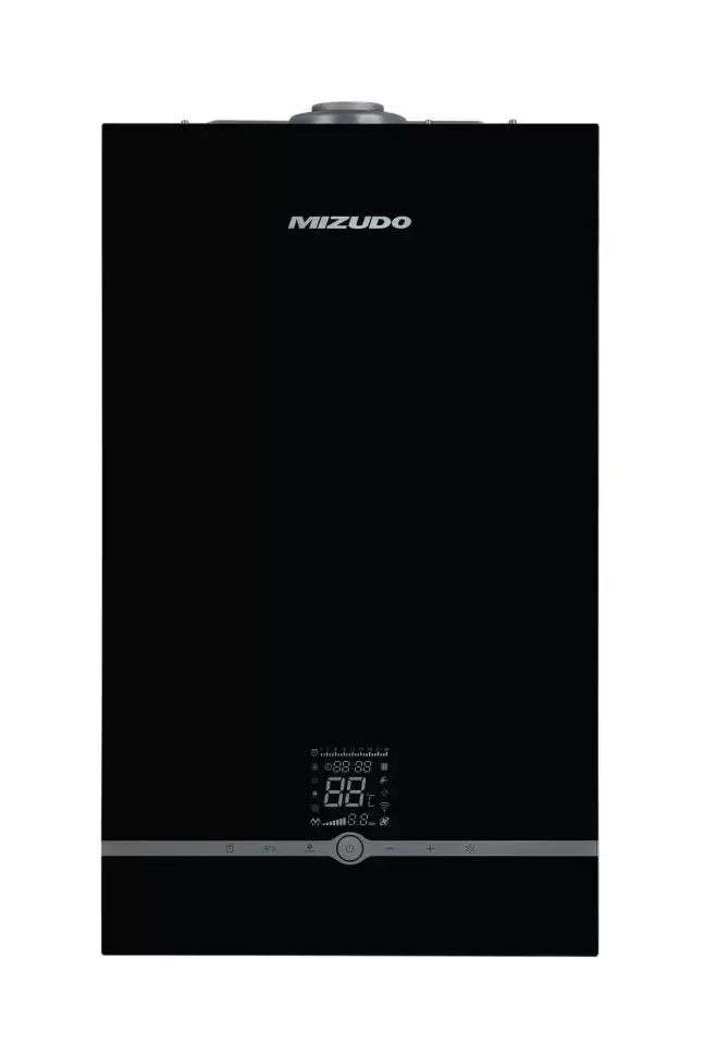 Настенный газовый котел MIZUDO MAESTRO GEM M24Т c шиной OpenTherm стеклянная панель черная