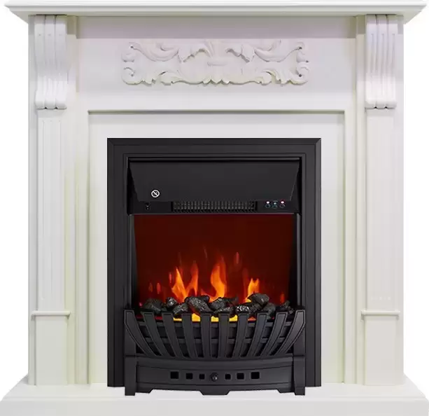 Каминокомплект Royal Flame Venice фактурный белый c очагом Aspen Black