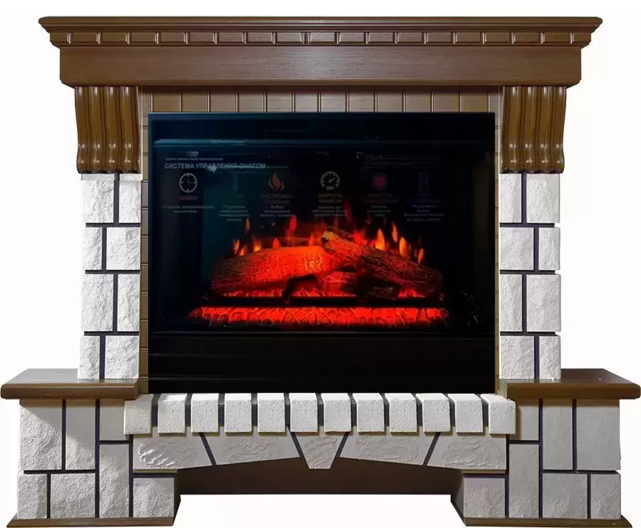Каминокомплект Interflame Экстер средний дуб с очагом Panoramic 25-30 LED FX 3D