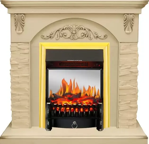 Каминокомплект Royal Flame Bern крупный сланец бежевый с очагом Fobos FX M Brass