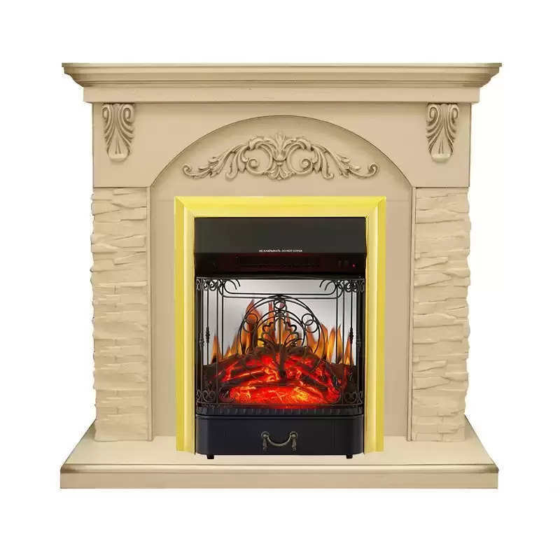 Каминокомплект Royal Flame Bern крупный сланец бежевый с очагом Majestic FX M Brass