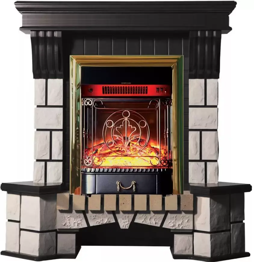 Каминокомплект Interflame Экстер М венге угловой с очагом Majestic FX M Brass