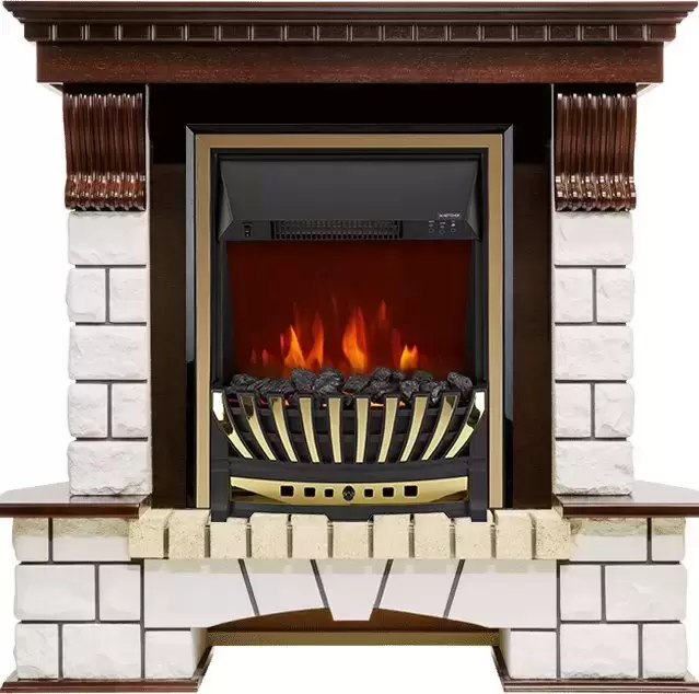 Каминокомплект Royal Flame Pierre Luxe с очагом Aspen Brass