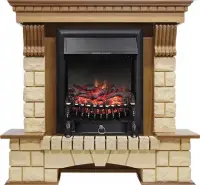 Каминокомплект Royal Flame Pierre Luxe шампань с очагом Fobos FX Black Каминокомплект Royal Flame Pierre Luxe шампань с очагом Fobos FX Black
