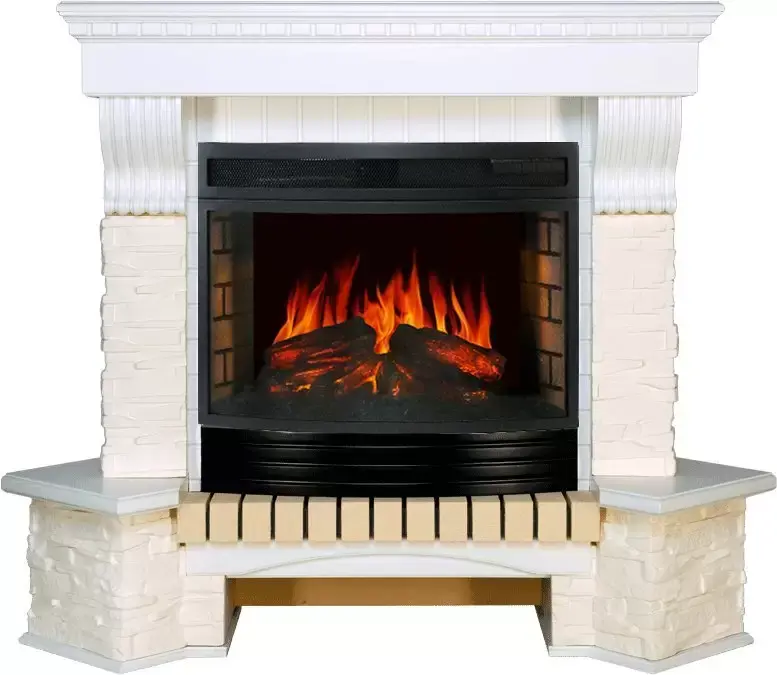 Каминокомплект Royal Flame Pierre Luxe сланец белый угловой c очагом Dioramic 25 FX