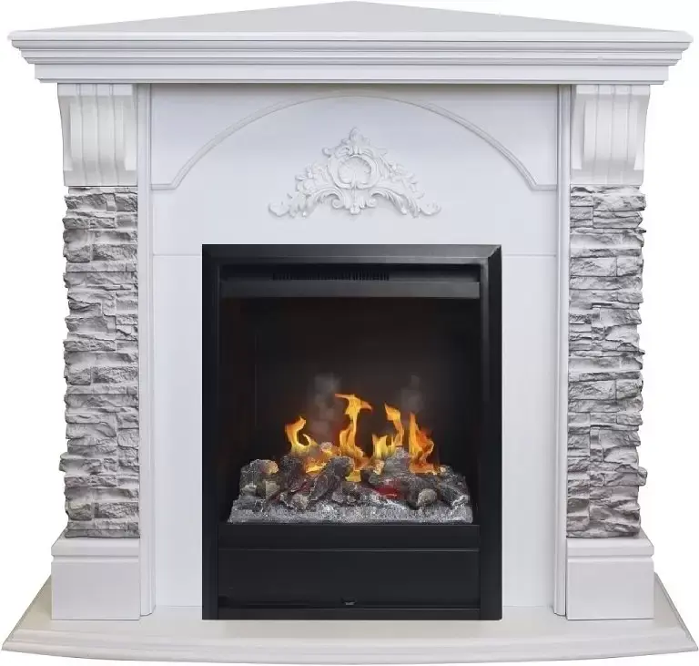 Каминокомплект RealFlame Athena Corner GR STD/EUG/25/25'5 WT с очагом 3D Olympic