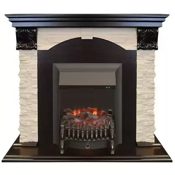 Каминокомплект RealFlame Dublin LUX STD/EUG DN с очагом Fobos s Lux Black/Brass