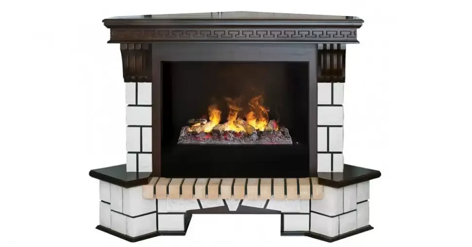 Каминокомплект RealFlame Stone Corner new 26/HL AO (DN) с очагом 3D Cassette 630 + Black вставка