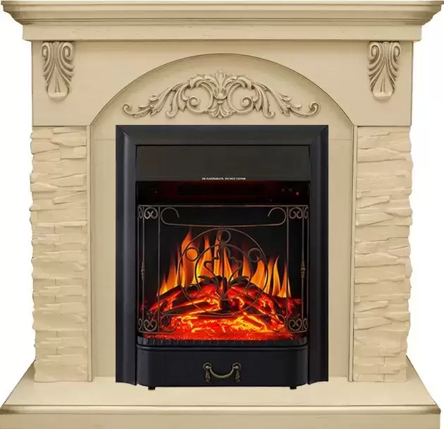 Каминокомплект Royal Flame Bern крупный сланец бежевый с очагом Majestic FX Black