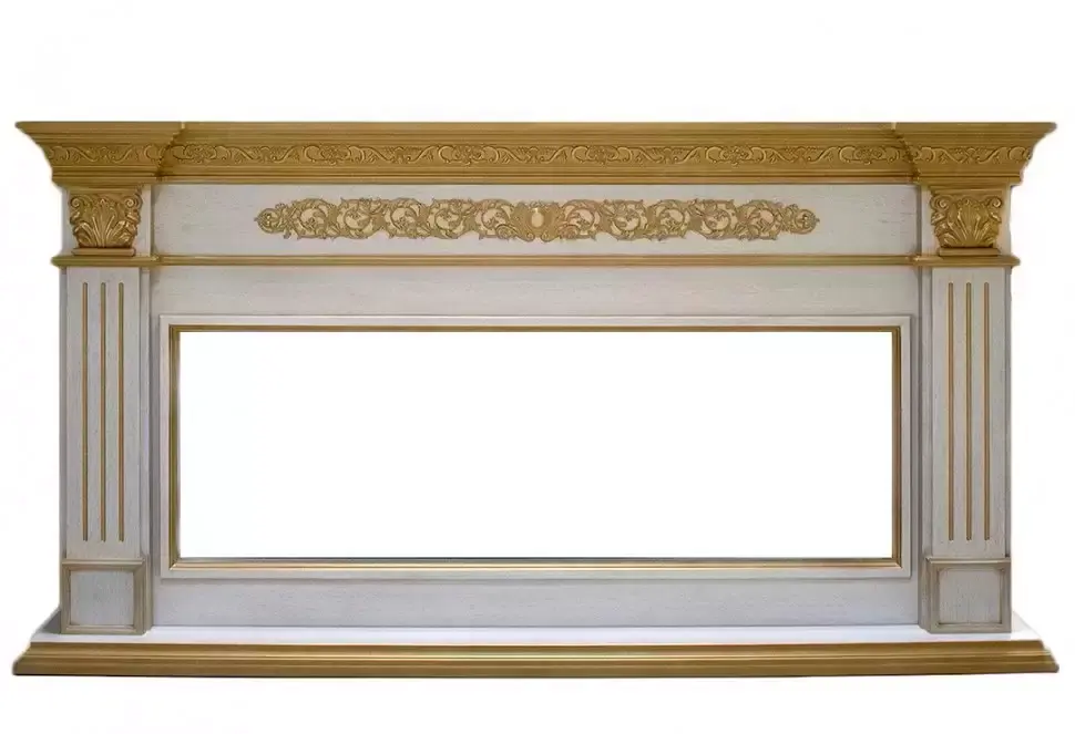 Портал Interflame Елизавета белый с золотой патиной под очаг FreeSpace 60 LED FX QZ