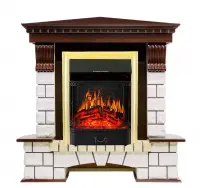 Каминокомплект Royal Flame Pierre Luxe угловой с очагом Majestic FX Brass Каминокомплект Royal Flame Pierre Luxe угловой с очагом Majestic FX Brass